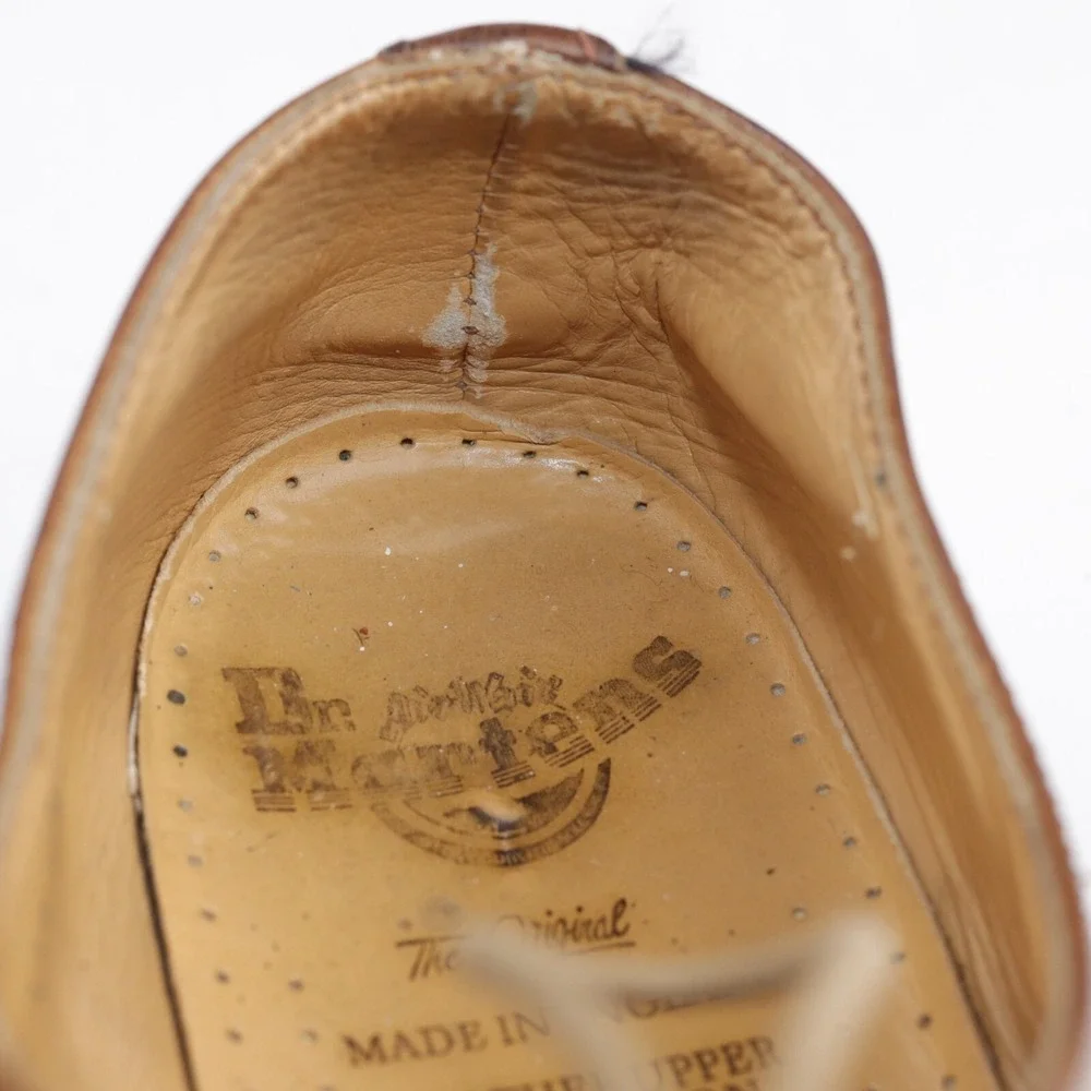 VTG Dr Martens England Mens 1561 Oxford Size 9 Brown Leather Plain Toe Shoe 4Eye